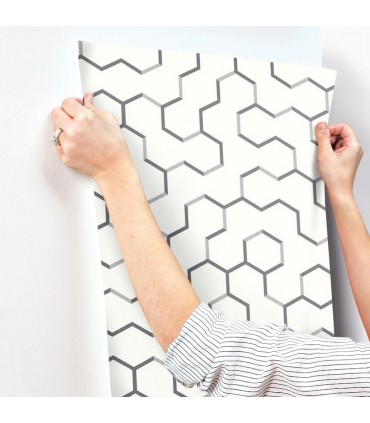 RMK9091WP - Peel and Stick Wallpaper-Black Open Geometric