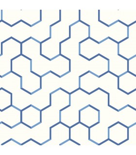 RMK9093WP - Peel and Stick Wallpaper-Blue Open Geometric