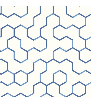 RMK9093WP - Peel and Stick Wallpaper-Blue Open Geometric