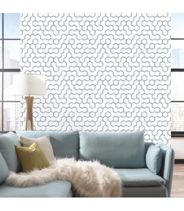 RMK9093WP - Peel and Stick Wallpaper-Blue Open Geometric