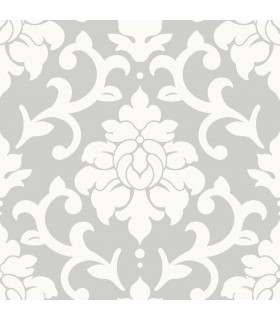 RMK9112WP - Peel and Stick Wallpaper-Grey Damask