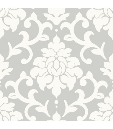 RMK9112WP - Peel and Stick Wallpaper-Grey Damask