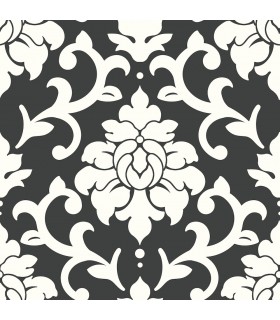 RMK9114WP - Peel and Stick Wallpaper-Black Damask