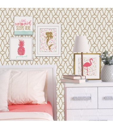 RMK9121WP - Peel and Stick Wallpaper-Gold Trellis