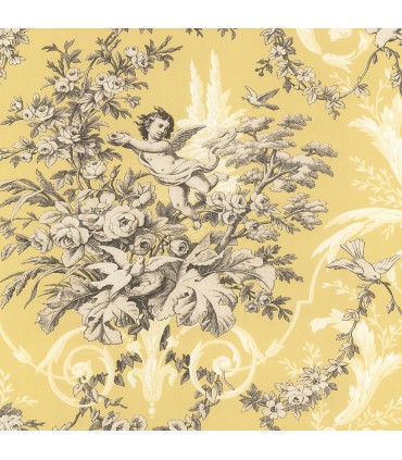 CH22539 - Manor House Wallpaper by Norwall-Floral With Cherub