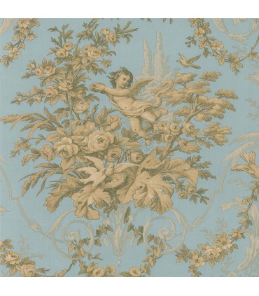 CH28309 - Manor House Wallpaper by Norwall-Floral With Cherub