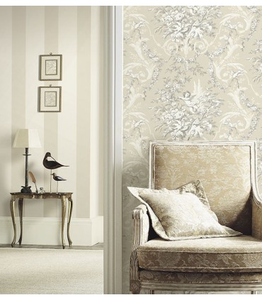 CH22540 - Manor House Wallpaper by Norwall-Floral With Cherub