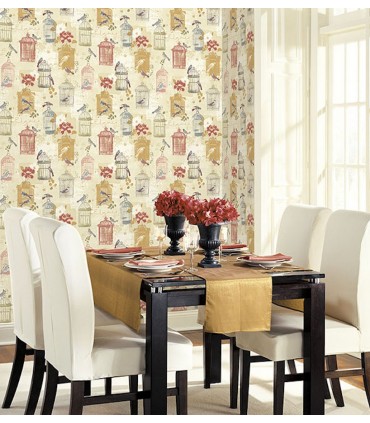 KE29945 - Creative Kitchens Wallpaper by Norwall-Bird Cages