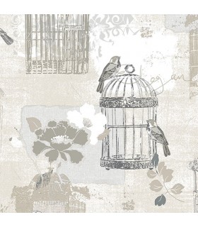 KE29946 - Creative Kitchens Wallpaper by Norwall-Bird Cages