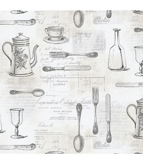 KE29939 - Creative Kitchens Wallpaper by Norwall- Kitchen Utensils Toile