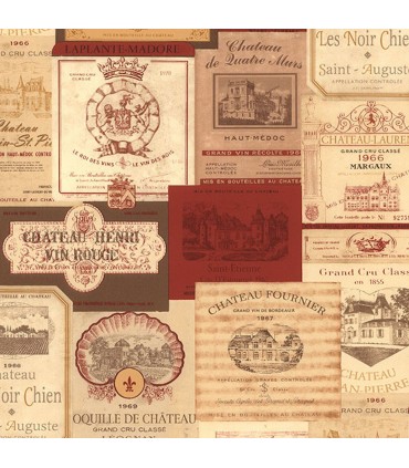 KK26754 - Creative Kitchens Wallpaper by Norwall- Wine Labels