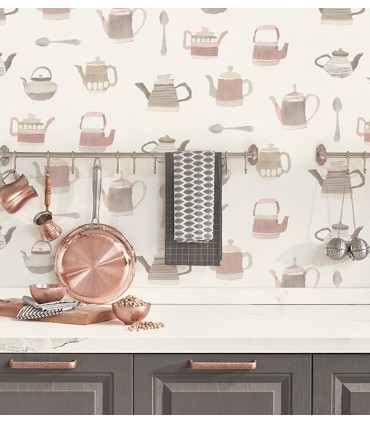 CK36633 - Creative Kitchens Wallpaper by Norwall-Tea Pots