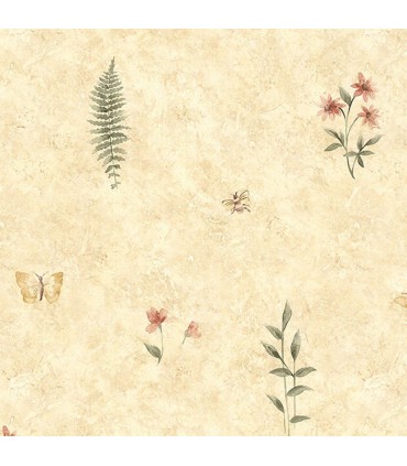 SP21158 - Creative Kitchens Wallpaper by Norwall-Botantical Butterflies and Dragon Flies