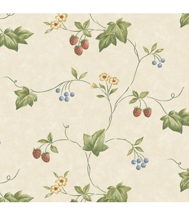 KE29900 - Creative Kitchens Wallpaper by Norwall-Flowers and Strawberries