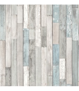 FD23273 - Brewster Essentials Wallpaper-Grey and Blue Barn Board Planks