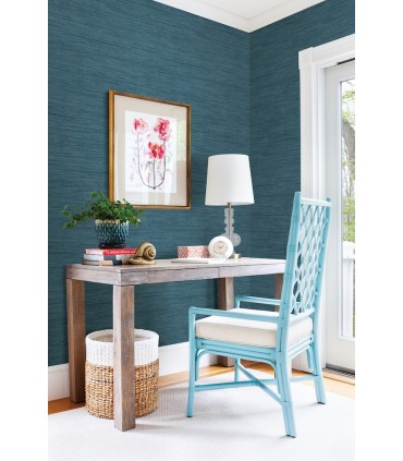 FD23286 - Brewster Essentials Wallpaper-Sea Grass Blue Faux Grasscloth