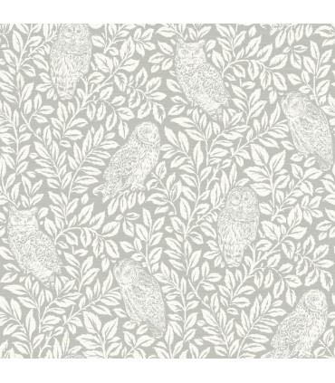 3115-12411 - Farmhouse Wallpaper-Parliament Light Grey Owl