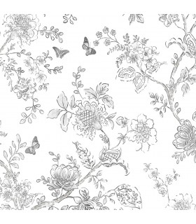 FH37540 - Farmhouse Living Wallpaper by Norwall -Butterfly Toile