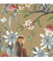 G67958 - Organic Textures Wallpaper by Patton-Tropical Floral with Monkeys