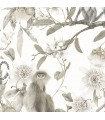 G67959 - Organic Textures Wallpaper by Patton-Tropical Floral with Monkeys
