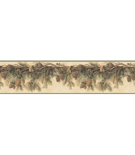 3118-01391B - Birch and Sparrow Wallpaper by Chesapeake-Pinecone Border
