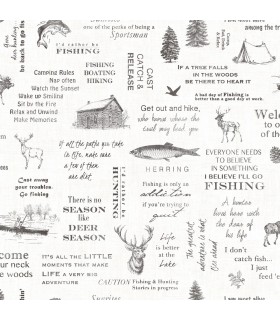 3118-01475 - Birch and Sparrow Wallpaper by Chesapeake-North Hills Camping Quotes