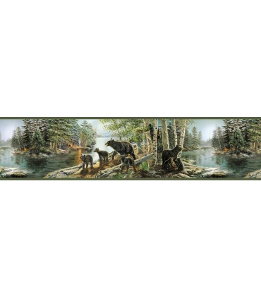 3118-01531B - Birch and Sparrow Wallpaper by Chesapeake-Bear Necessities Mountain Lake Border