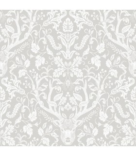 3118-12701 - Birch and Sparrow Wallpaper by Chesapeake-Kiwassa Antler Damask
