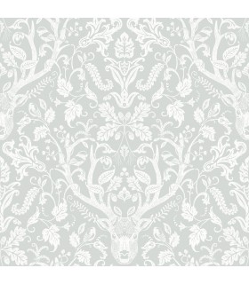 3118-12702 - Birch and Sparrow Wallpaper by Chesapeake-Kiwassa Antler Damask