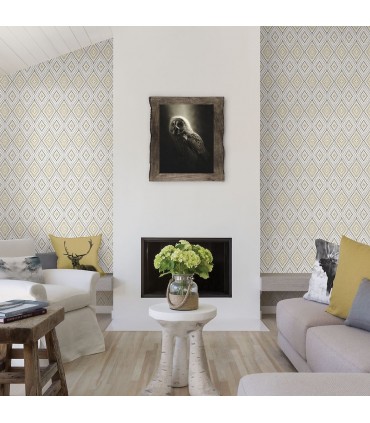 3118-12711 - Birch and Sparrow Wallpaper by Chesapeake-Ganado Ikat