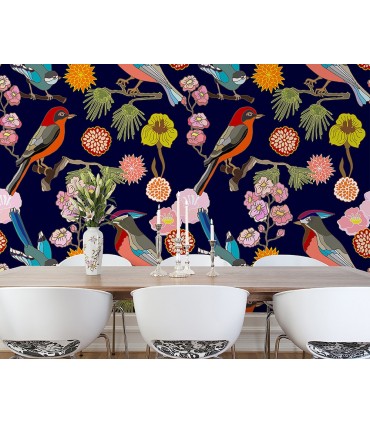 WALS0304 - Ohpopsi Wallpaper Mural-Floral Birds
