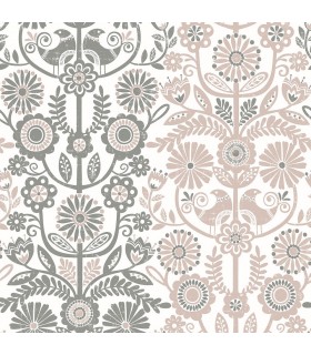 2821-25105 - Folklore Wallpaper by A Street Prints - Lovebirds Folk Stripe