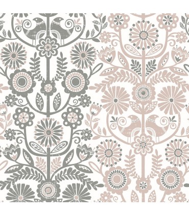 2821-25105 - Folklore Wallpaper by A Street Prints - Lovebirds Folk Stripe