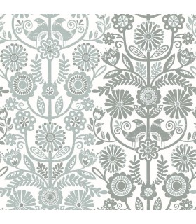 2821-25107 - Folklore Wallpaper by A Street Prints - Lovebirds Folk Stripe
