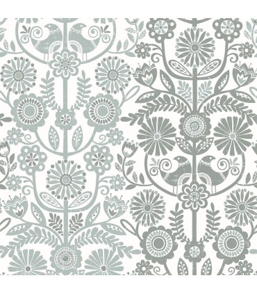 2821-25107 - Folklore Wallpaper by A Street Prints - Lovebirds Folk Stripe