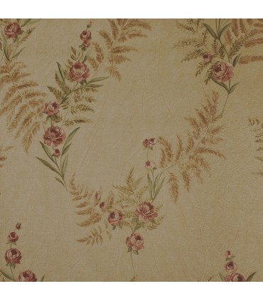 FD43571 - Gold Floral With Red Roses Wallpaper Special