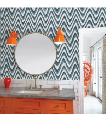 2901-25408 - Perennial Wallpaper by A Street-Bargello Faux Grasscloth Wave