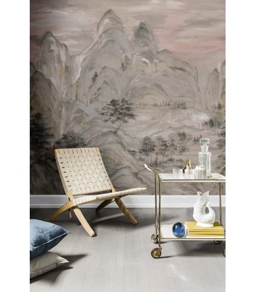AF6597M - Tea Garden Wallpaper by Ronald Redding-Misty Mountain Mural
