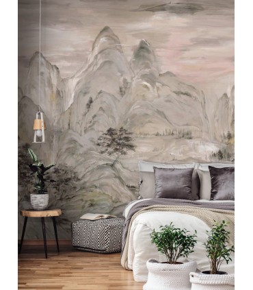 AF6597M - Tea Garden Wallpaper by Ronald Redding-Misty Mountain Mural