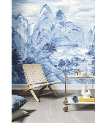 AF6598M - Tea Garden Wallpaper by Ronald Redding-Misty Mountain Mural