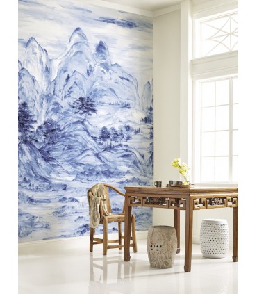 AF6598M - Tea Garden Wallpaper by Ronald Redding-Misty Mountain Mural
