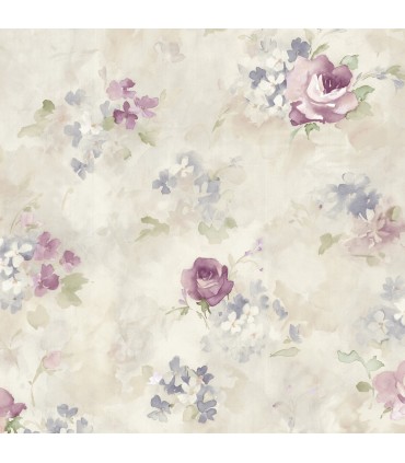 AF37710 - Flourish Wallpaper by Norwall-Watercolor Flowers
