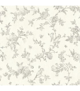 3119-02193 - Kindred Wallpaper by Chesapeake-French Nightingale Floral Scroll