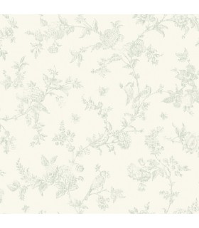 3119-02194 - Kindred Wallpaper by Chesapeake-French Nightingale Floral Scroll