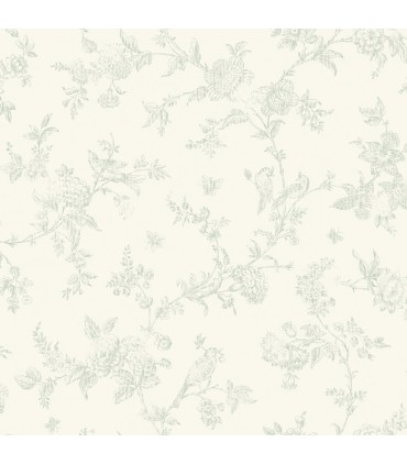 3119-02194 - Kindred Wallpaper by Chesapeake-French Nightingale Floral Scroll