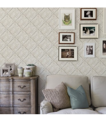 3119-13094 - Kindred Wallpaper by Chesapeake-Brandi Metallic Faux Tile