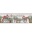 3119-13581B - Kindred Wallpaper by Chesapeake-Geranium Flower Pot Border