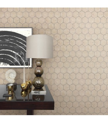 2927-00405 - Polished Metallic Wallpaper by Brewster-Starling Honeycomb