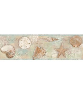3120-46051B - Sanibel Sun Kissed Wallpaper by Chesapeake-Quinten Shells Border