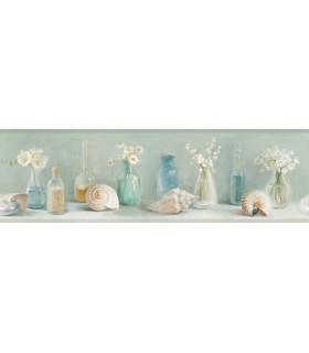3120-53603B - Sanibel Sun Kissed Wallpaper by Chesapeake-Cahoon Vases Border